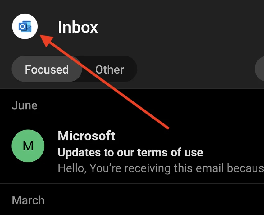 Open the Outlook app and go to the Outlook icon