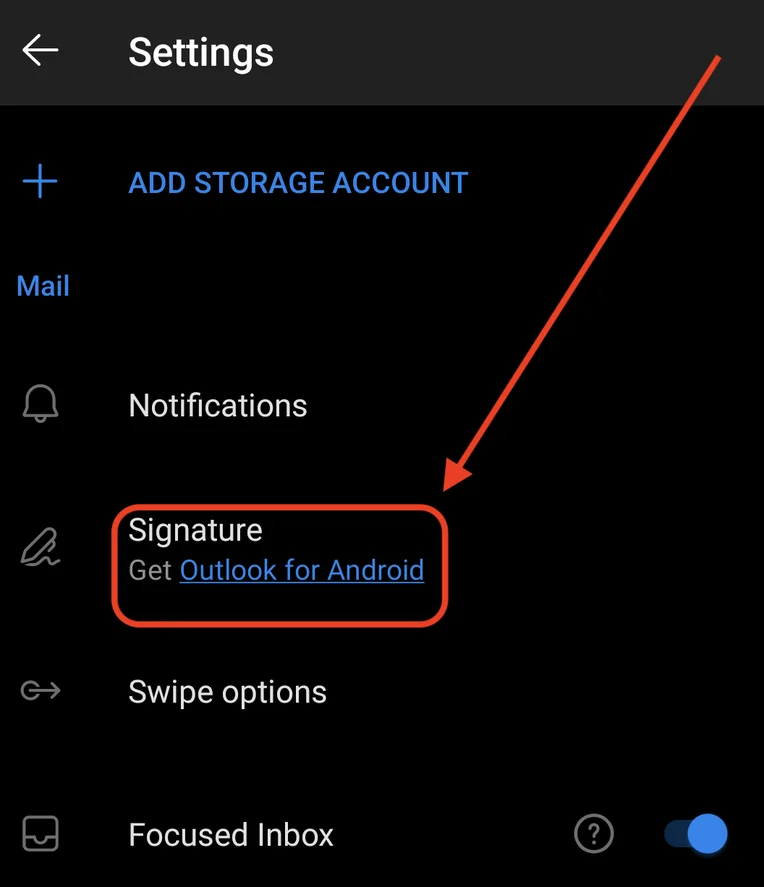 Tap on your account and then tap Signature