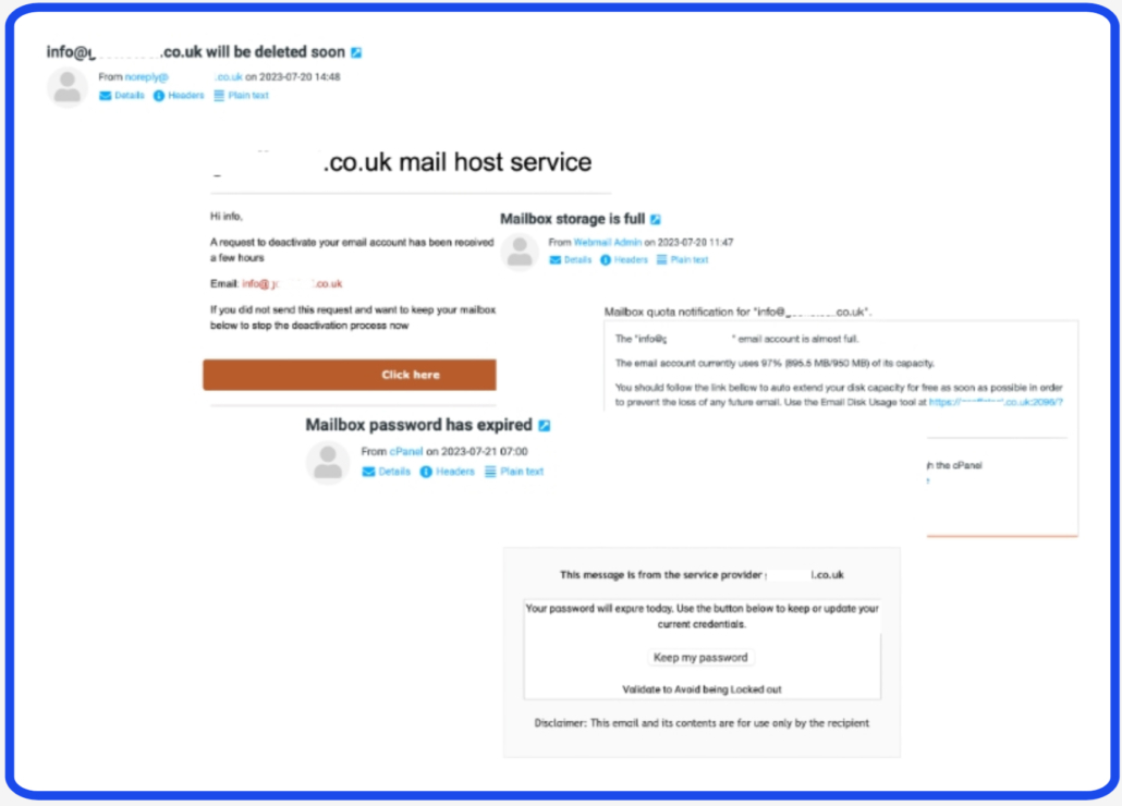 Suspicious emails examples